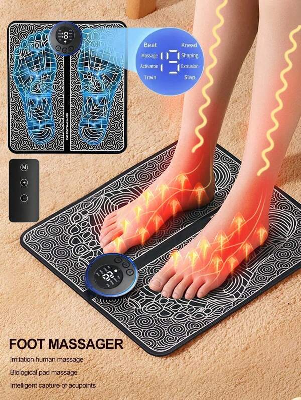 Masajeador de pies plegable, alfombra de masaje de pies eléctrica, estimulador de masaje muscular