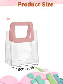 1/3/10 件粉色礼品袋，带心形手柄，可重复使用的透明塑料礼品包装袋，新娘派对，透明礼品袋，心形，周年纪念，情人节，母亲节礼物手工礼品盒糖果巧克力袋装饰（不包括丝带） - 彩色 - 查看 6