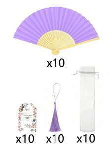 40pcs/20pcs Light Purple Tassel Folding Fans Set, Guest Favor Set, Includes 5pcs/10pcs Light Purple Fans, 5pcs/10pcs Floral Thank You Cards, 5pcs/10pcs Light Purple Tassels And 5pcs/10pcs Organza Drawstring Bags, Suitable For Wedding Souvenirs, Bridesmaid Gifts, Wedding Photo Props, Atmosphere Creator, Wedding Decor, Party Favors, Bridal Shower, Theme Parties, Baby Shower