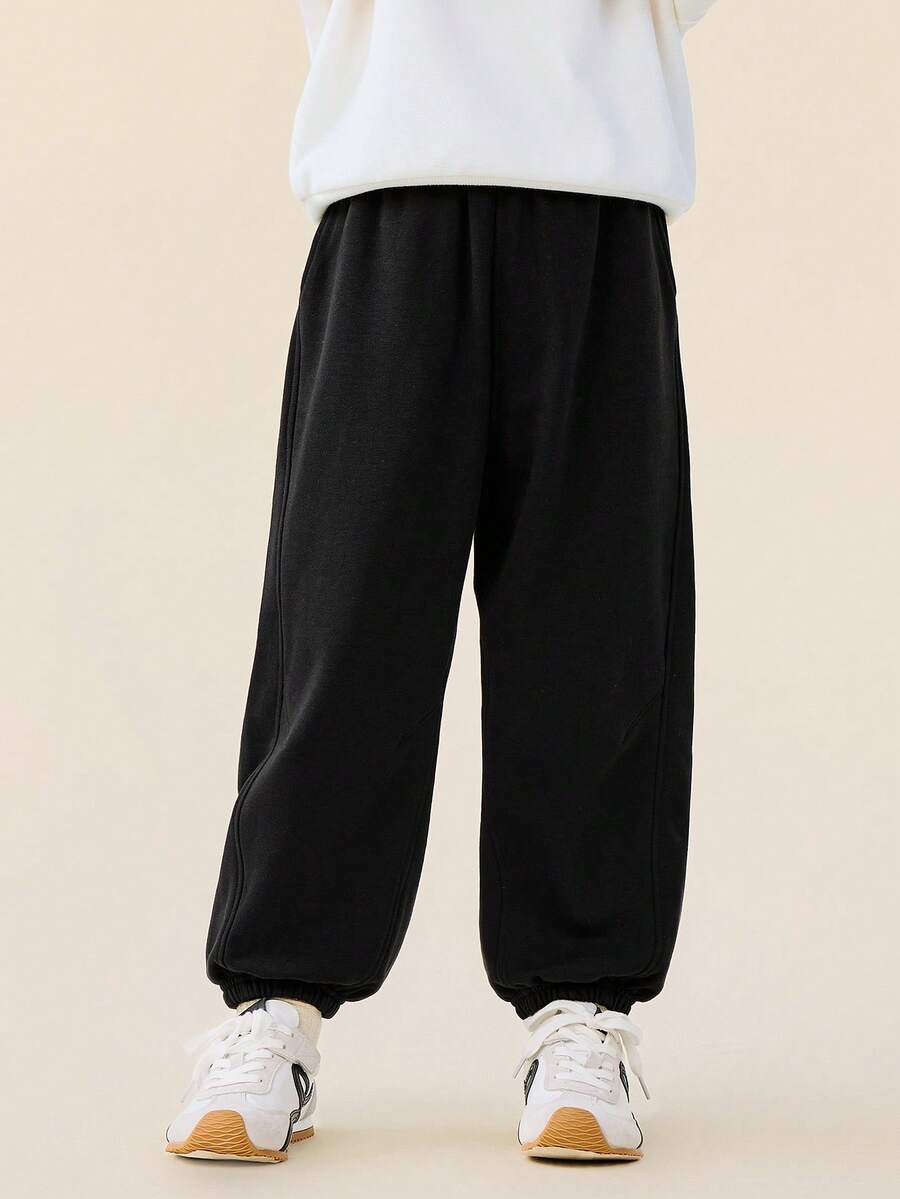 mini bala Pantalón jogger de algodón suave y elástico unisex para niños, otoño 2025 - negro - Ver 1