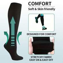 4 Pairs Of Solid Color Compression Socks, Men's And Women's Sports Socks For Running, Cycling, Hiking, Travel Long Leg Warmers, Pregnant Women And Nurses Wear - 彩色 - 查看 4