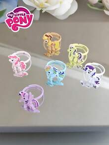 MY LITTLE PONY 1/6 pièces Bague queue mignonne et polyvalente réglable de style dessin animé, style anime mignon, décoration de maison convenant pour les cadeaux de fête, l'ameublement, les fournitures de fête, les cadeaux, convenant pour la Saint-Valentin, les décorations et cadeaux d'anniversaire, cadeaux de Noël pour les amis, cadeaux, décorations, décoration d'intérieur, cadeau parfait pour les jeunes pendant leur anniversaire