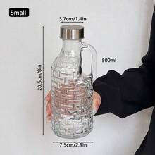 1L Botella de vidrio sellada, jarra de vidrio, botella de licor portátil con asa y tapa de acero inoxidable, botella de agua de gran capacidad, taza, copa de vino, botella de jugo, botella de vino, copa de champán, botella de almacenamiento de licuadora de leche