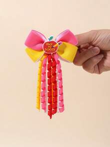 2 pezzi Fermagli per capelli a fiocco Korker con ciondoli a forma di mela rossa e code arricciate colorate, fermagli per capelli in nastro di raso, accessori carini per capelli per ragazze adolescenti per la stagione scolastica autunnale