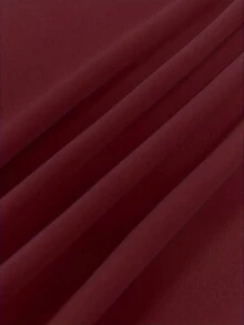 Robe mi-longue élégante pour femmes à manches longues et col rond, en tissu tissé avec un léger stretch, convenant pour le port en soirée - Rouge foncé - Voir 4