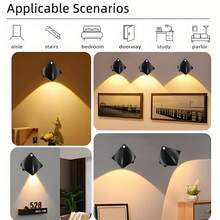 1pc/2pcs/3pcs/4pcs Motion Sensor Magnetic Wall Light, Room Decoration, Wall Decor, Lighting, Night Light, Modern Manta Ray Design, Warm And White Light Modes, Magnetic Wall Lamp, Motion Sensor Night Light, Battery Powered (Batteries Not Included) - Multicolor - View 12