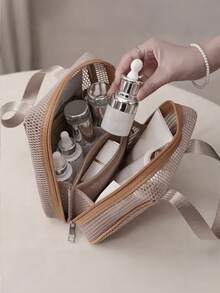 便携式透明网袋，沙滩包，旅行洗漱包，收纳袋，泳衣包，游泳沙滩旅行洗漱包，化妆包，化妆品收纳包，手提包，度假包，夏季度假必备，旅行必备，旅行配件，返校季，圣诞礼物，女士礼物，旅行必备，抽绳游泳洗漱包，旅行收纳桶袋 - 彩色 - 查看 6