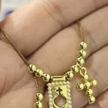 1pc Dainty Sacred Heart Scapular Necklace Gold Plated Double Tiny Pearl Rectangle Charm Bead Chain Necklace Religious Gift