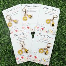 10pcs "Thank You For Being Such An Important Part Of My Story" Encouragement Card With Bee And Daisy Flower Keychain Set, Perfect Inspirational Gift For Family, Teachers, And Team Members - Multicolor - View 9