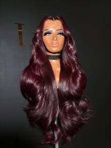 99J Burgundy Lace Front Human Hair Wigs For Women 13x4 Transparent Lace Frontal Wigs Pre Plucked With Baby Hair Brazilian Body Wave Red 99J Colored Hair Lace Wigs For Women - S99J - 查看 3