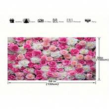 One Piece, Floral Wall Background Banner Polyester Photography Background - Spring Pink And White Rose Portrait, Suitable For Weddings, Bridal Parties, Multi-Purpose Photo Studio Prop Decoration - No Electricity Required
