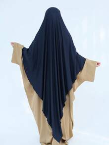 1 pieza Hiyab de jersey de unicolor oversize, conveniente para uso diario con abaya khimar, adecuado para todas las estaciones para vestir - Multicolor - Ver 4