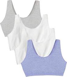 Women's Built Tank Style Sports Bra Value Pack Push Up Bras - 麻灰色/白色/白色/藍色 Hthr - 查看 1