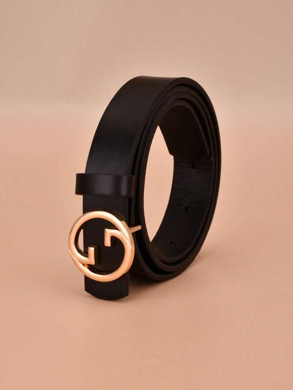1pc Gold Letter G Buckle Fashion Versatile Casual Bohemian Retro Palace Style Party Cute Sexy Street Elegant PU Leather Women's Belt, All Season