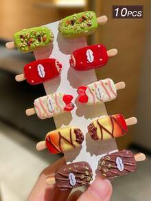 10pcs/Set Women's Colorful Ice Cream Hair Clips, Sweet & Cute Style, Hair Accessories, Summer Holiday Decor, Hair Clips, Suitable For Casual Daily Wear And Outings. Autumn Accessory Set, Hair Accessories, Women's Accessories, Back To School Headwear, School Supplies, Halloween Hair Decor., Hairpin - Multicolor - View 13