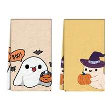 2 件套可爱万圣节毛巾 - 装饰性洗碗布，超强吸水超细纤维，可机洗，节日礼物和清洁用品装饰，适用于节日装饰、烹饪、烘焙、乔迁礼物和清洁，适合厨房、浴室、卫生间