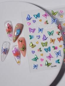 1 件装美甲贴纸 5D 蝴蝶果冻粘性滑块 DIY 指甲油美甲贴纸贴花