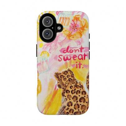 Don't Sweat It Phone Case, Leopard, Gift For Fans, Aesthetic Vintage God Tough Phone Case, Flower, Wildfloral Film Printed Full Cover Pattern Phone Case Available In Soft And Hard Cases For IPhone 17air/ 16 Pro Max, 15/14 Plus, 13/12/11 Pro