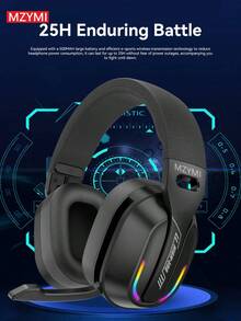 MZYMI ENC Noise Cancelling 2.4G Wireless Headphones Foldable True Gaming Music Earphones Outdoor Waterproof Sports Over Ear Headset With Mic For Running - 黑色 - 查看 5
