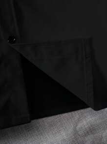 Tween Boy Classic College Style Casual Party Pocket Patch Black Formal Long Sleeve Dress Shirt - Black - View 7