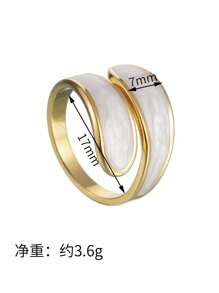 1入組不銹鋼油滴葉形女士環繞式戒指極簡