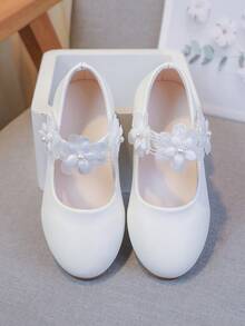 Girls' Lace & Faux Pearl Decor Fashion Casual Flats - White - View 8
