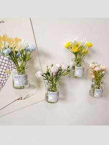 8/4PCS Mini Large Vase Magnets Brand New Cute Mini Fridge Magnets,Small Flower Vases Fridge Magnets, Cute Tiny Floral Decor With Non Slip Base, Heavy Duty Magnetic Grip, Interesting Fridge Accessories Kitchen Decoration, For Fridge, Kitchen, Office, Locker , Refrigerator Magnets, Kitchen Decoration, Decorative Magnets, Holiday Gift 1pc