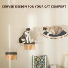 1件套猫咪壁挂架兼栖木，弧形猫吊床带柔软垫子，猫咪壁挂台阶 - 彩色 - 查看 4