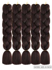 1/3/5pcs/Pack Ombre Braids Jumbo Braiding Hair Ponytail Synthetic Crochet Hair Extensions Fashionable For Daily Use Party Cosplay Halloween 24inch - Black Brown - View 4