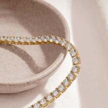 MDFUN 18K白金镀层网球项链 | 3.0毫米圆形切割立方氧化锆仿水钻网球链