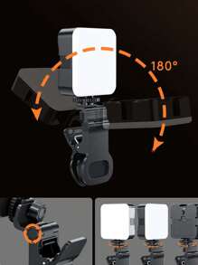 1个迷你便携式自拍环形灯，LED口袋补光灯，适用于单反相机拍照和录像，美颜灯光 - 黑色 - 查看 9