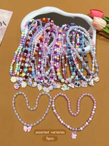 5 件套时尚串珠项链，卡通可爱甜美风格珠宝 - 均碼 - 查看 4