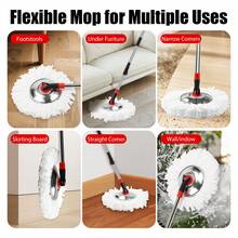 Spin Mop And Bucket With Wringer Set,360° Mop And Bucket System With 3 Microfiber Mop Refills And 50" Extended Handle For Floor Cleaning (Black) - màu đen - Xem 7