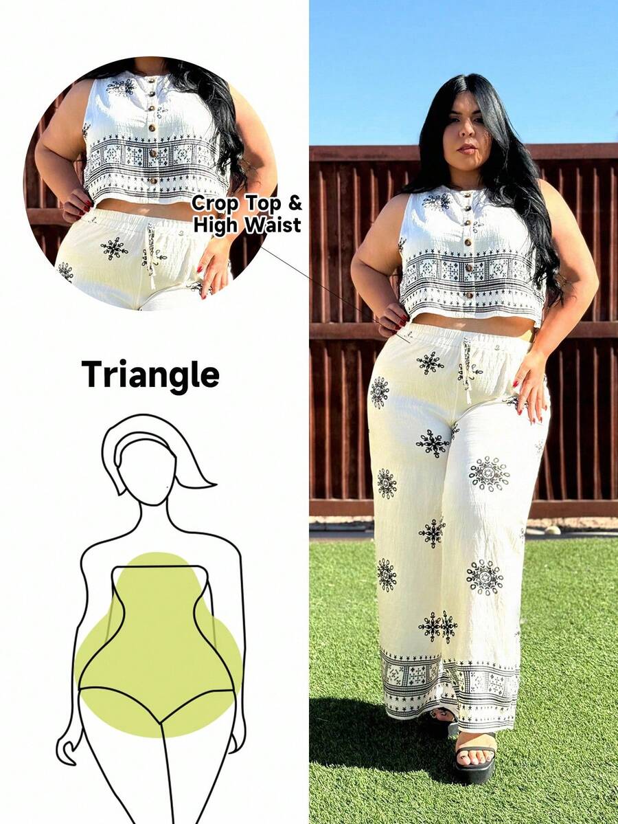 Truni Elyhuante_03 Bộ 2 món cỡ lớn, trang phục thường ngày và thời trang, phong cách tối giản cho mặc hàng ngày và đi nghỉ mát, dành cho dáng người quả lê tam giác, thích hợp cho mùa hè. - Nhiều màu - Xem 1