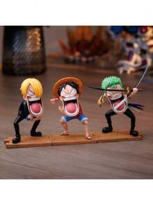Banpresto Set di 3 Statuette dei Pirati Affamati Zoro, Sanji, Decorazione per la casa, Piccolo regalo, Regalo di Natale