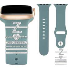 6 Peças/Conjunto Letras de Strass de Liga A-Z Adequadas para Pulseira de Silicone do , Anel Decorativo com Letra em Formato de Coração