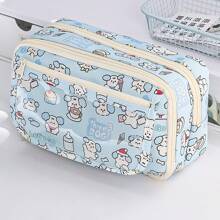 Capybara Pencil Bag Pen Case Cartoon Flip Cover Transparent Front Multi Pocket Oxford Fabric Storage Pouch For Stationery School , Back To School Gifts