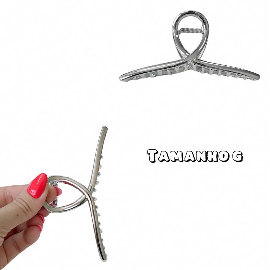 Gold Metal Hair Clip Fishtail Model Piranha Clip Large Teeth Hair Clip - Bạc lớn - Xem 1