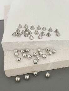 4/8/16 件不锈钢鼻中隔环，带替换螺纹球，马蹄形环，耳屏耳环，眉唇环，身体穿孔饰品 - 銀色 - 查看 13