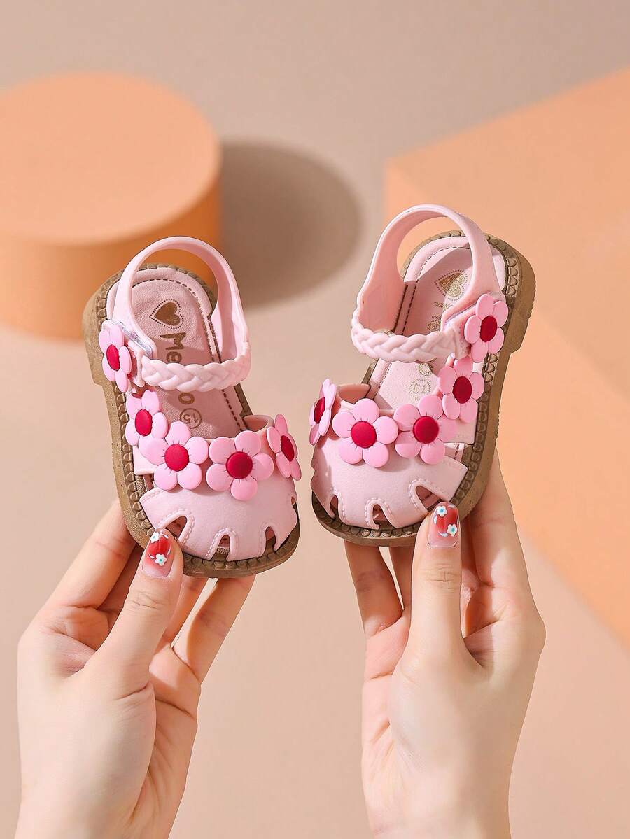 夏季新款儿童凉鞋包头鞋，男童女童幼儿防水防滑软底室内户外时尚婴儿凉鞋 - 粉色 - 查看 1
