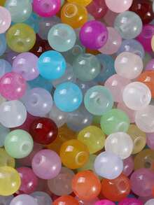 100 件 8 毫米彩色玻璃珠，仿玉材料，玻璃圆珠，适用于手工 DIY 手链、项链、珠宝配饰 - 彩色 - 查看 11