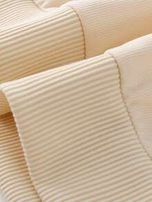 青少年女孩可爱标语印花圆领运动衫，适合休闲舒适的秋冬时尚可爱服装 - 杏色 - 查看 7