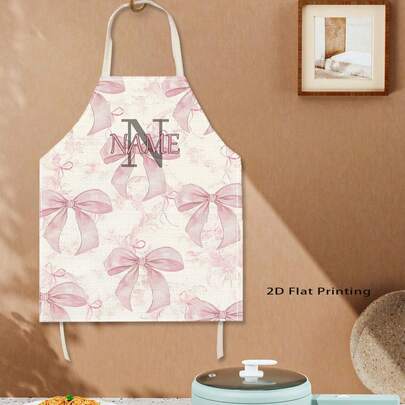 1pc Customizable Girly Style Apron, Durable Polyester Material, Cooking Apron, Stylish Apron, Size: 55x68cm