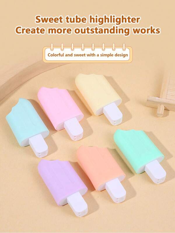 Cartoon Ice Cream Shaped Highlighter Pens Class Student Prizes, Rewards, Gifts, Back To School Stationery, Suitable For Home, School, And Office Use