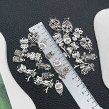 24 件混合仿古银猫头鹰饰品空心动物合金吊坠适用于 DIY 手链项链耳环珠宝制作工艺配件