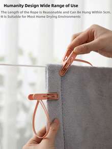 Multi-Purpose Windproof Clothespin With Rope, Suitable For Hanging Towels, Socks, Clothes - Plastic, Stainless Steel, Natural Bamboo Clothespins - Multicolor - View 8