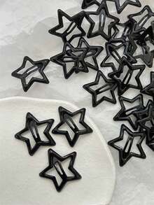 10 件黑色五角星发夹，活力女孩刘海和侧发固定，不伤发，多功能，适合日常、通勤、度假、派对、毕业、感恩节、生日，理想的礼物，爪夹，发夹，发夹，发夹，Y2k 配饰，黑色配饰