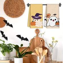 2 件套可爱万圣节毛巾 - 装饰性洗碗布，超强吸水超细纤维，可机洗，节日礼物和清洁用品装饰，适用于节日装饰、烹饪、烘焙、乔迁礼物和清洁，适合厨房、浴室、卫生间