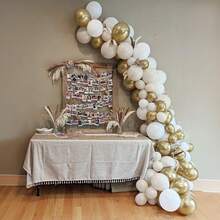10 pulgadas Globos de látex blancos y dorados metálicos, globos de fiesta de oro champán, adecuados para decoración de cumpleaños bohemio, baby shower, compromiso, aniversario de boda - Multicolor - Ver 4