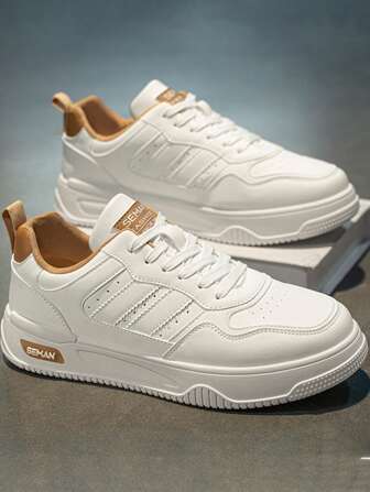 2025 New Men's Fashion Sneakers, Leather Upper, Breathable, Anti-Slip, Durable, Versatile Casual Sports Shoes